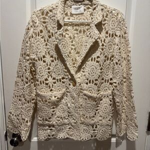 Zara Girls size 13-14 Crochet Knit Cardigan/Blazer